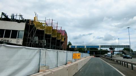 Partially reopened northbound carriageway of the central motorway, Newcastle