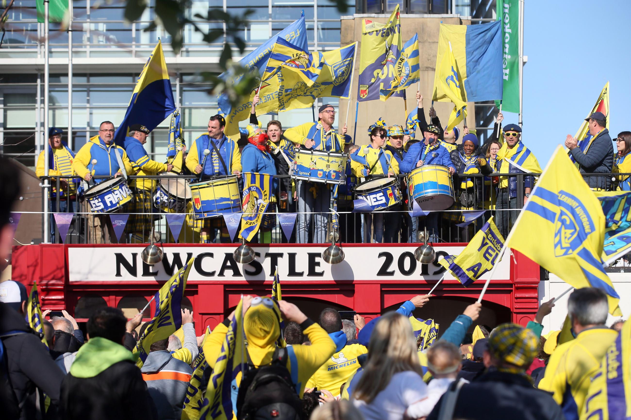 Fans enjoy the atmosphere at the Quayside Champions Rugby Village