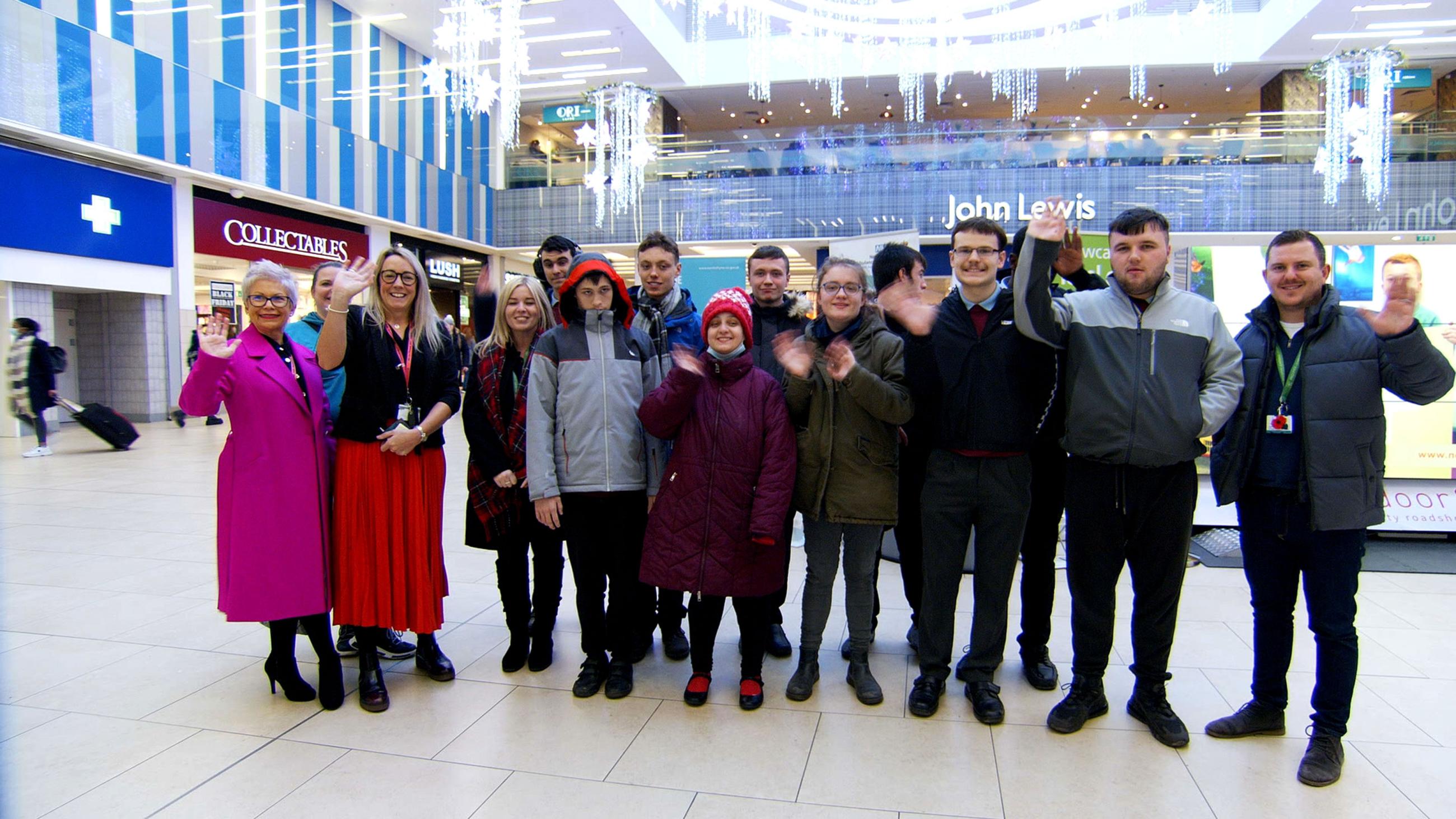 Education and skills officers joined by pupils from Thomas Bewick school at the re-launch of the Local Offer